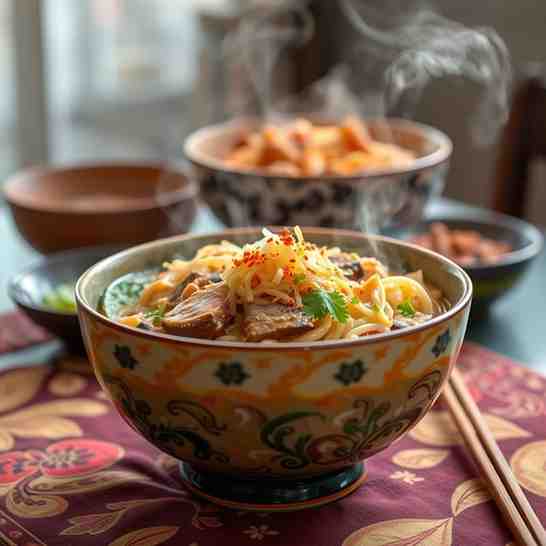 Ohn No Khao Swè - Creamy Asian Noodles Bowl Recipe